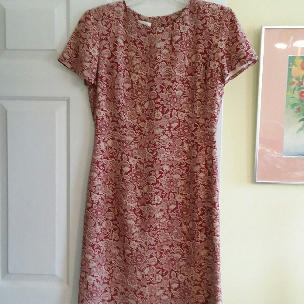 Ladies Ann Taylor Brick & Cream Silk Dress 6M